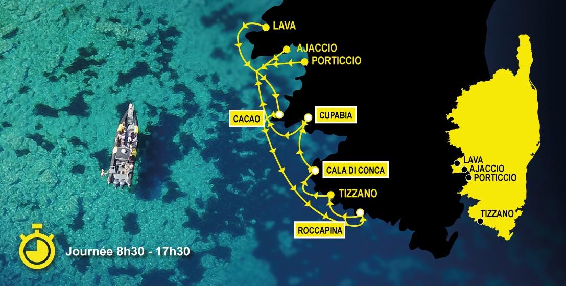 Partez à la découverte des criques du Golfe de Valinco, des plages de sables blanc et leurs eaux turquoise. De nombreux arrêts baignade seront au programme des cette promenade pour les amoureux de fonds marins.