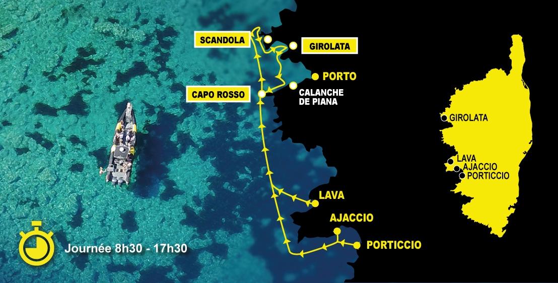 Vous mettrez le Cap sur Capo Rosso où vous pourrez découvrir ses grottes et ses fabuleuses piscines naturelles. Vous serez subjugués par les Calanches de Piana et la réserve de Scandola, sites classés au Patrimoine Mondial de l'Unesco.