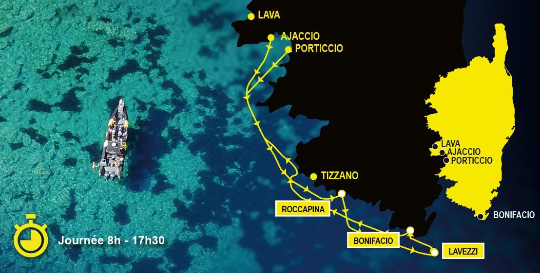 A bord de notre nouveau bateau A Muredda plus luxueux et plus puissant partez pour une journée à la découverte de Bonifacio , capitale pittoresque de la Corse. Vous profiterez de votre voyage pour marquer des arrêts baignade, découvrir les îles Lavezzi ou encore les falaises de Bonifacio depuis la mer.